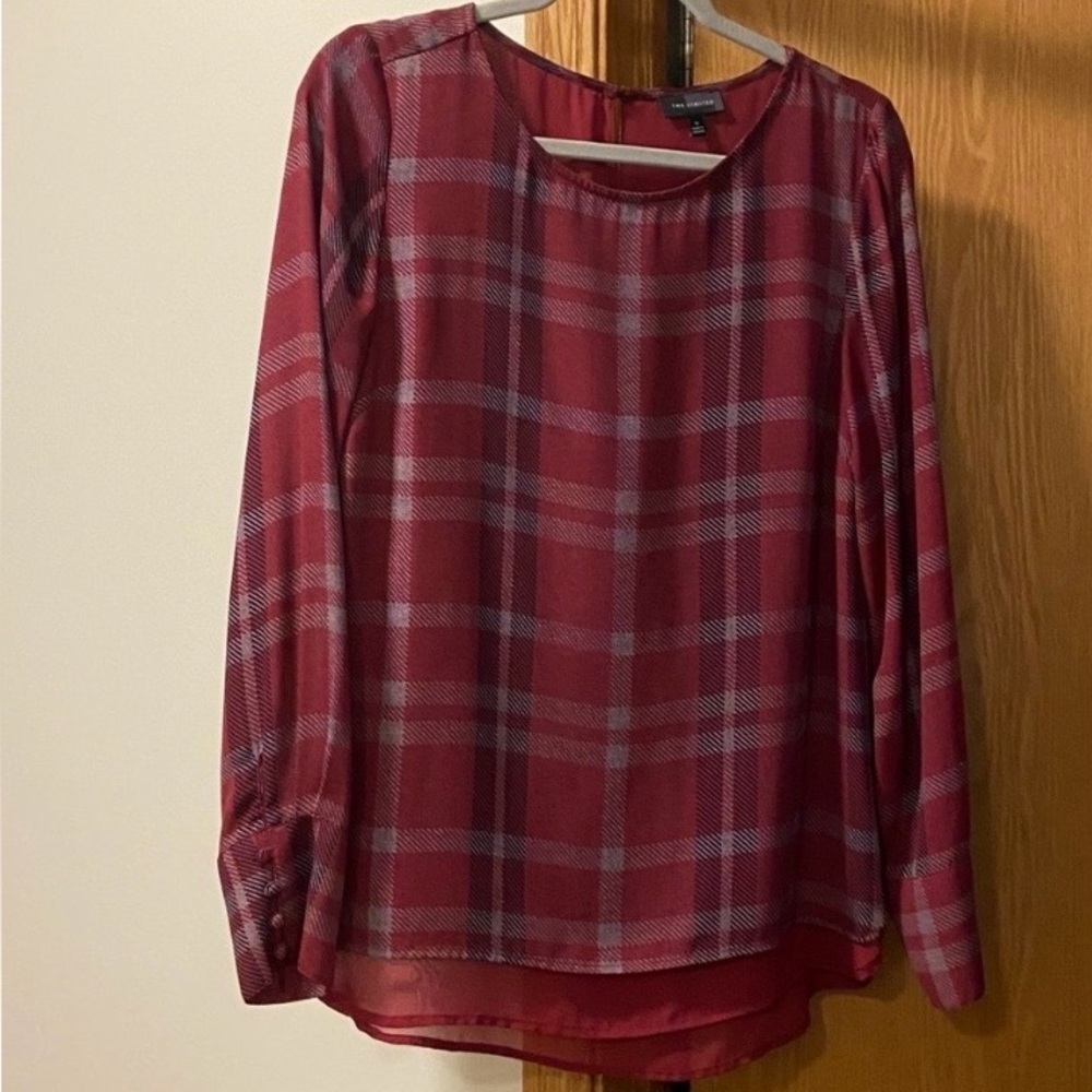 The Limited Red Plaid Women Button Down Shirt